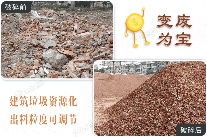 建筑垃圾破碎前后，還能運(yùn)用到建筑骨料中